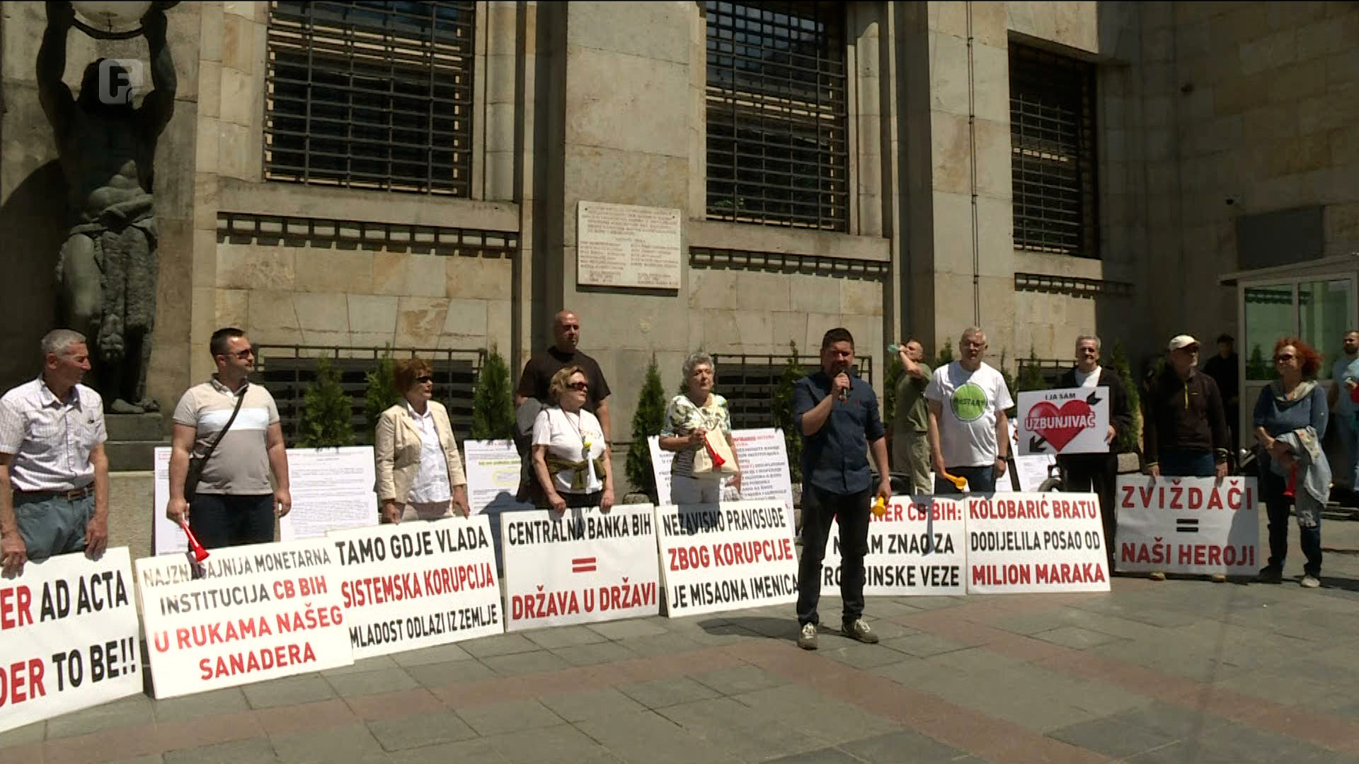 Protest ispred Centralne banke BiH zbog korupcije u institucijama BiH